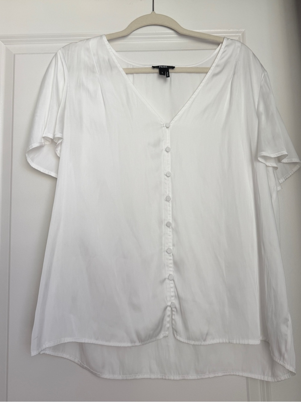 PAIGE Kelly Flutter Sleeve Satin Blouse